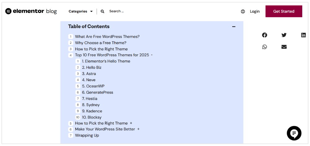 Exemple d'article de blog sous forme de liste